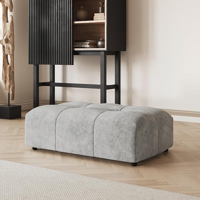 Modular Sectional Sofa Cloud Couch with Deep Seats Modern Sectional Couches for Living Room/Bedroom/Apartment Simple Assembly Gray Ottoman Seat