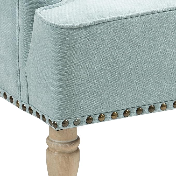 Modern Accent Chair with Retro Wooden Legs Nailhead Trim Small Fabric Club Chair Comfy Upholstered Armchair Lounge Chair for Bedroom Living Room Single SofaHolds 300lbs(Sage)