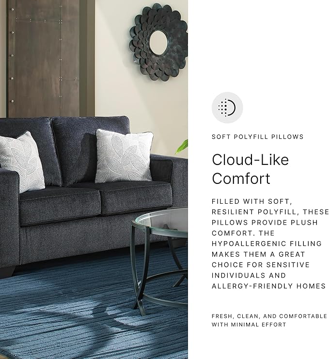 Signature Design by Ashley Altari Modern Loveseat with 2 Accent Pillows Dark Gray