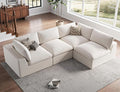 120 Cloud Sectional Couch | Oversize Boneless Couches for Living Room | 4 Seater Modern L-Shape Sofa | Ivory White