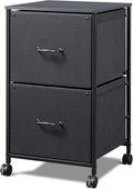DEVAISE 2 Drawer Mobile File Cabinet Rolling Printer Stand Fabric Vertical Filing Cabinet fits A4 or Letter Size for Home Office Black