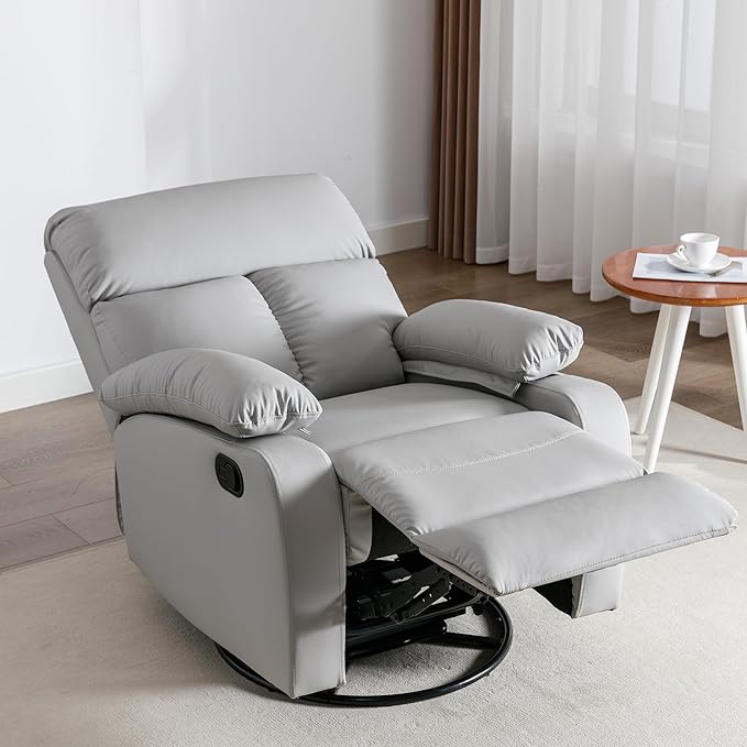 Rocking Recliner Chair Swivel Rocker Recliner Glider Small Rocker Recliners for Small Spaces Living Room Bedroom Nursery RV Grey