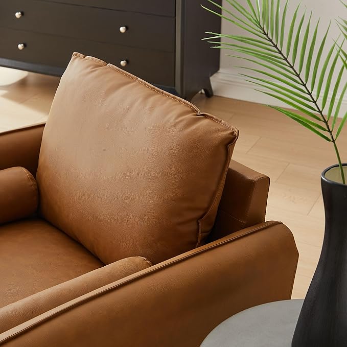 Modway Revive Faux Leather Accent Armchair in Tan