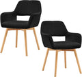 Mid Century Modern Dining Chairs Set of 2 &amp 4 &amp 6 Comfy Accent Chair Upholstered Kitchen Dining Living Room Chairs for Bedrooms Waiting Room Home Arm Desk Chair No Wheels (Wool Black 2)