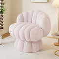 Teddy Fleece Swivel Vanity Chair - Armless Padded Accent Desk Chair for Bedroom Living Room Pink