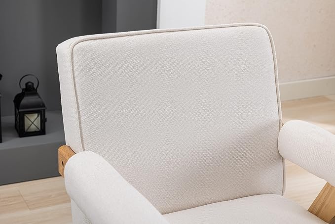 Leisure Chair with Solid Wood Armrest and Feet Mid-Century Modern Accent Chair for Living Room Bedroom Studio Chair