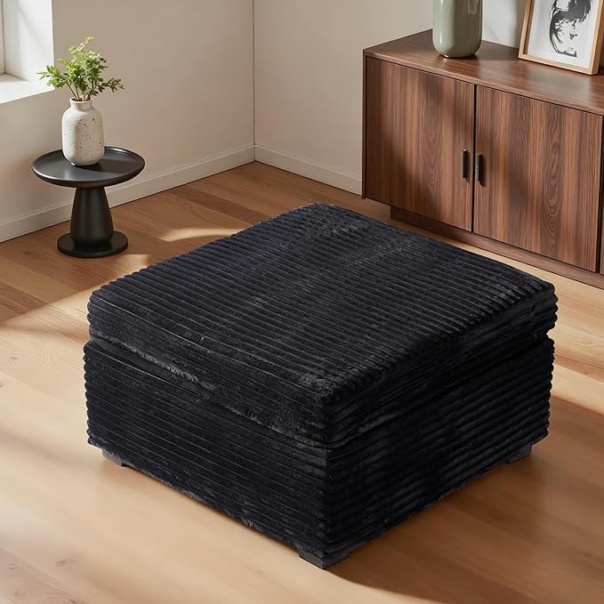 ovios 32.7 inches Ottoman Seat Module for Modular Sectional Sofa Couch Loveseat Customizable DIY Combination L U V Shaped Plush Corduroy Sofas Couches for Living Room Black