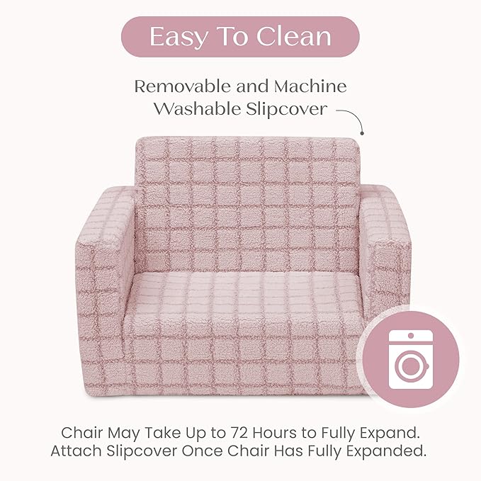 Delta Children Checkered Cozee Flip-Out Chair Pink
