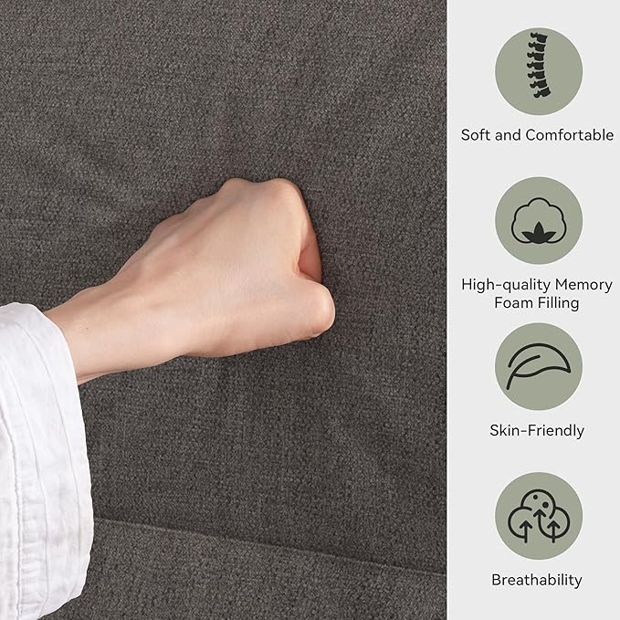 Convertible Futon Sofa Bed71 Memory Foam Futon CouchDetachable CushionAdjustable Backrest &amp ArmrestLinen Modern Loveseat Sleeper Recliner for Living RoomOfficeApartmentClassic Grey
