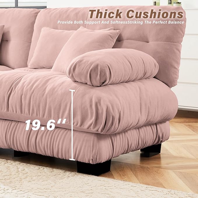 SoarFlash Velvet Sectional Middle Position Sofa Pink