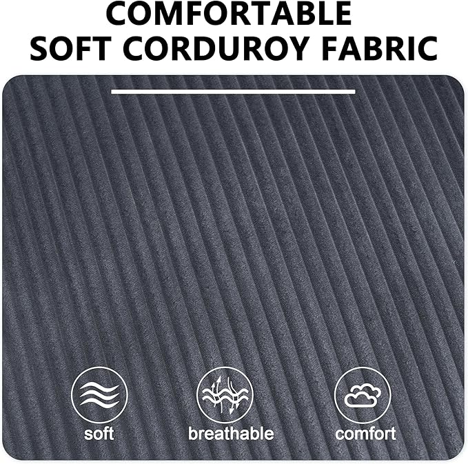 84.6” Corduroy Loveseat with Ottoman Oversized Double Chaise Lounge Chair Indoor Deep Seat Two Seater Couch Cloud Couch Modular Sectional Sofa for Living Room(Corduroy Grey)