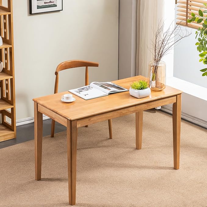 Solid Wood Desk Gaming Study Home Office Desks for Work Student PC Desk for Bedroom Small Computer Desk for Small Spaces Easy to Assemble