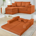 Boneless Couches for Living Room Modern Corduroy Couch Convertible Sleeper Sofa Folding Sofa Bed Mattress Couch for Bedroom Small Spaces - No Assembly Needed in Orange