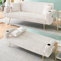 70 Beige Futon Couch Bed Sofa Comfortable Futon Loveseat with Cupholders &amp Arms Convertible Fouton Sofas with Adjustable Backrest &amp Pockets for Small Spaces Living Room Bedroom Dorm (White)
