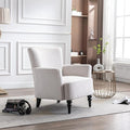 Generic Armchair Modern Accent Sofa Chair with Linen SurfaceLeisure Chair with Solide Wood feet for Living Room Bedroom StudioWhite