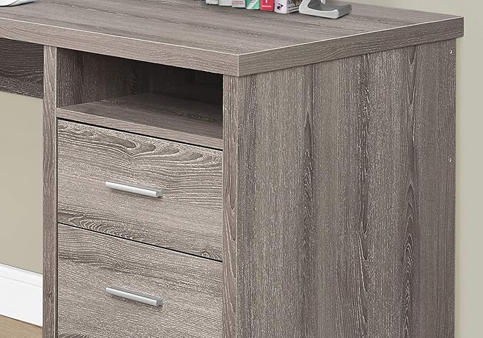 Monarch Specialties I 7255 Computer Desk Home Office Corner Left Right Set-up Storage Drawers 80L L Shape Work Laptop Metal Laminate Brown Grey