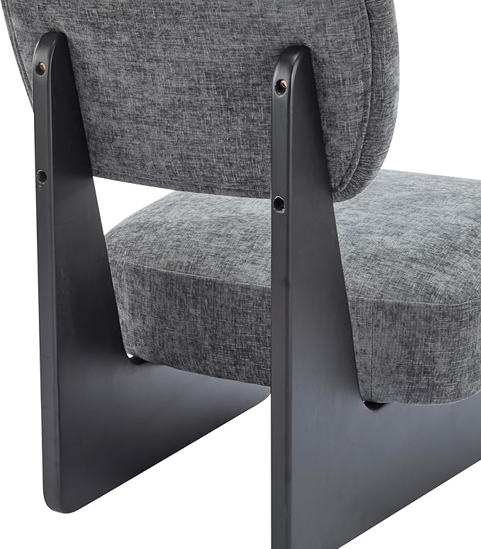 Set of Two Accent Chairs Chairs Living Room Set of 2 - Comfortable Accent Chair with Soft Upholstery Armless chair with Wood Base for Small Spaces Living Room Bedroom (Black+Charcoal Grey)