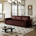 Eafurn 93.7 King Size Pull Out Sofa Bed 3-in-1 Convertible Sleeper Sofa Couch Bed with Nailhead Decor and Rolled Arms Faux Leather Oversized Chesterfield Loveseat Chaise Lounge