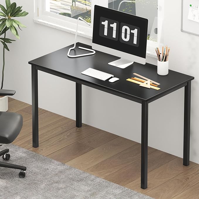 Need Small Computer Desk Writing Desk 39 3/8'' L Study Desk for Small Space Gaming Desk Sturdy and Heavy Duty Home Office Desk for Dormitory/Meeting Room AC3CB(100 * 60) Beside TableBlack/Black