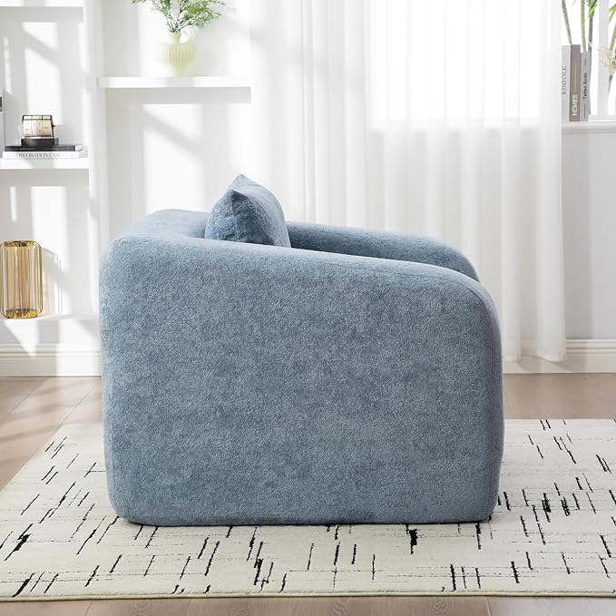 40 Folding Sofa Bed 2 in 1 Convertible Futon Sleeper Chair with Armrest &amp Backrest Comfy Chenille Cloud Floor Couch Single Sofa Chair Lounge for Living Room Bedroom (Light Blue)