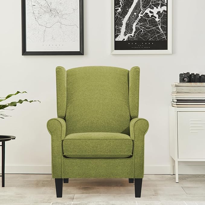 Accent Chair Modern Living Room Chairs with Wingback Comfy Upholstered High Back Single Sofa for Bedroom Mid-Century Reading Armchair Sillas para Sala