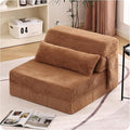 Tiita Convertible Folding Sofa Bed Single Size for Adults with Pillow Plush Fabric Floor Mattress Couch Bed Washable Cover &amp Side Pocket Guest Room Dorm Apartment Living Room Brown
