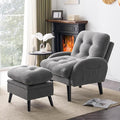 ELUCHANG Accent Chairs with Ottoman Upholstered Comfy Armchair with Adjustable Backrest&ampStorage Footrest Lazy Chair Reading Chair Leisure Sofa Recliner for Living Room Bedroom (Grey - Teddy Fabr