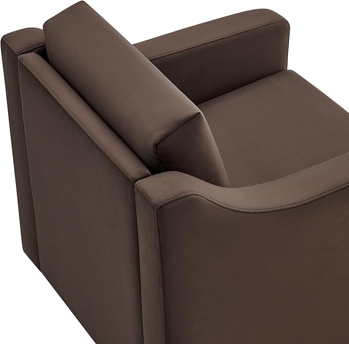 Modway Liora Performance Velvet Swivel Accent Chair in Chocolate Comfortable Stain-Resistant Velvet Armchair with Curved Armrests for Living Room Bedroom Reading Nook