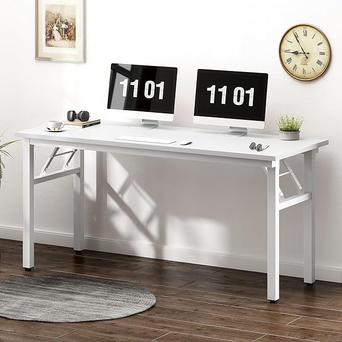 Need 55 inches Computer Desk Office Desk Folding Table with BIFMA Certification Computer Table WorkstationWhite AC5DW-140