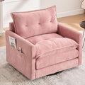Swivel Accent Chairs for Living Room 36.2 Comfy Swivel Chair with Solid Metal Base Single Sofa with Pillows &amp Side Pockets (Pink)