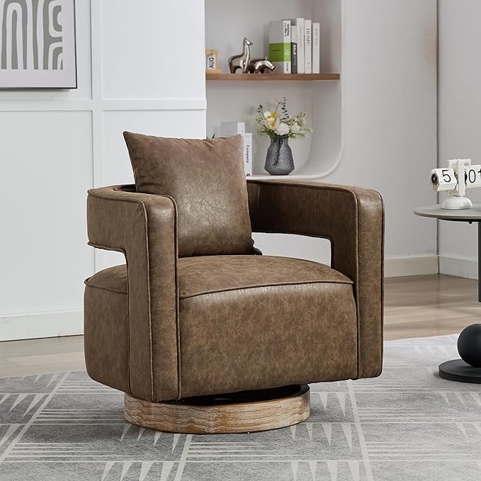 KEIKI Swivel Accent Chair Comfy Sofa with Open Back Club Chair Leisure Seat for Lounge for Nursery Bedroom Living Room Hotel Office Coffee