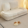 Lazy Sofa Couch 5 Adjustable Position Floor Sofa Fits with 2 Pillows Folding Tatami Lazy Bed Suit to Put in Bedroom Living Room (White)
