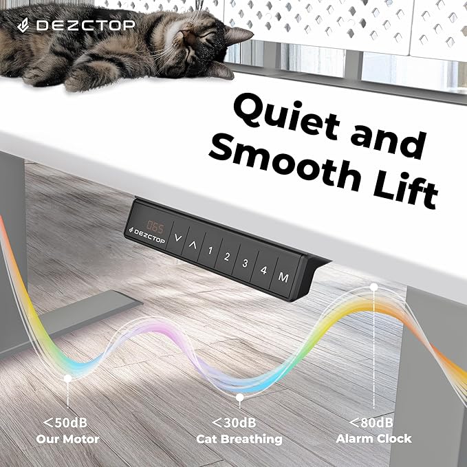 Dezctop Bifrost Pro Ergonomic Height Adjustable Desk 47 x 28 Inches with Built in Cable Management for Gaming Home and Office White
