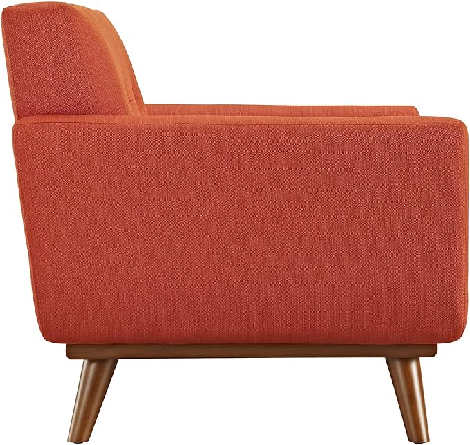 Modway Engage Mid-Century Modern Upholstered Fabric Accent Arm Lounge Chair Wood in Atomic Red Armchair