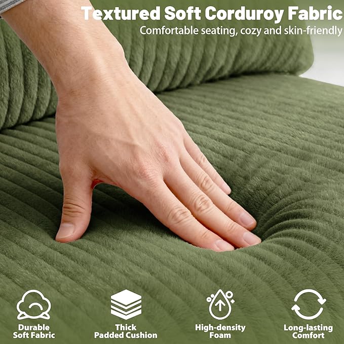 Accent Chair Set of 2 Mid-Century Modern Armchair with Waist Cushion Fabric Lounge Reading Chair with Wood Frame Comfy Sitting Seat for Living Room Bedroom Balcony up to 450lbs Green