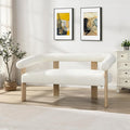 GDFStudio 53.25 Loveseat Sofa with Round Boucle Rrmrest Lightweight Upholstered Small Couch with Rubber Wood Frame Modern Couch with Deep Seat for for Living Room Bedroom Beige