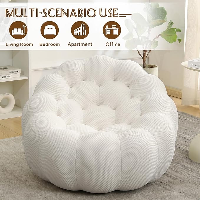 36 Funky Bubble Couch with 3D Honeycomb Shape Design Mesh Fabric Bubble Sofa Ergonomic Mini Floor Sofa for Bedroom Living Room Apartment Small Space (Beige Couch)