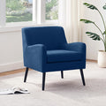 Accent Chair Living Room Chair with Wooden Legs Fabric Reading Chair Mid Century Modern Chair Upholstered Armchair for Bedroom Study Office (Blue)