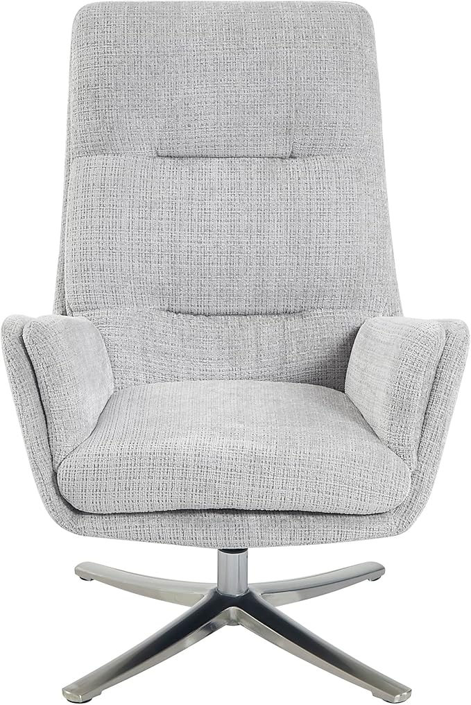 Lexicon 360 Degree Swivel Accent Chair with Ottoman Chenille Upholstered Swivel Lounge Chair with Armrest Criss-Cross Legs and Footstool for Living Room/Office/Bedroom Gray