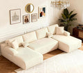 DURASPACE 126.2'' U Shaped Modular Sofa with Chaise Cloud Boneless Comfort Sectional Sofa Couch Modern Corduroy Deep Seat Couch Convertible 4-Seater for Living Room(Beige)