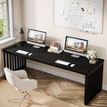 Tribesigns 78 Computer Desk Extra Long 2-Person Desk with Metal Legs Double Writing Table with Spacious Space Industrial Wooden Office Desk Large Study Desk Workstation for Home Office (Black)