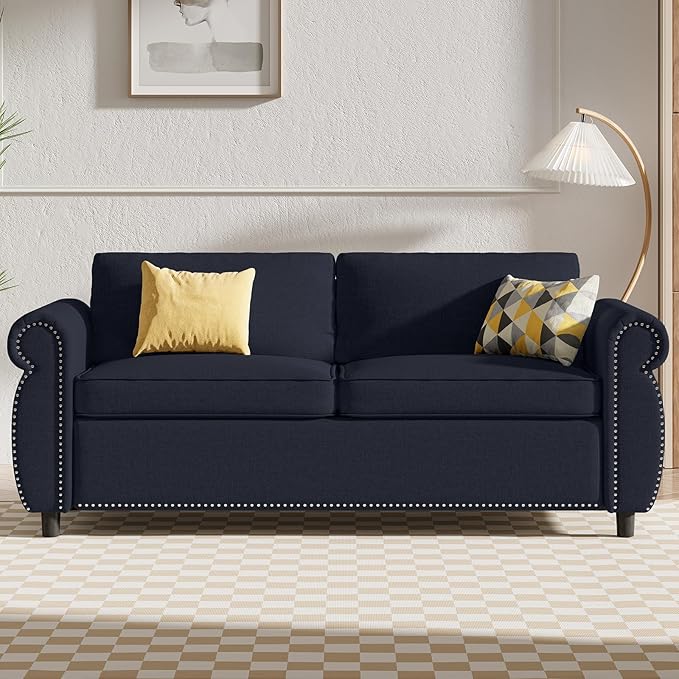 CECER Queen Size Pull Out Sofa Bed 2 in 1 Sleeper Sofa Convertible Couch Bed with Foldable Mattress Pull Out Couch Bed with Upholstered Nailhead for Living Room Apartment-Grey