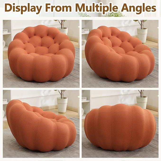 Bean Bag Chairs for Adults/Teens Reading Corner Chair Orange Beanbag Chair for Bedroom Living Room Small Comfy Chairs for Living Room Small Space No Assembly Required (Orange)