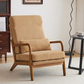 Karl home Mid-Century Modern Accent Chair Living Room Chairs with Pillow High Back Corduroy Upholstered Lounge Armchair with Solid Wood Frame &amp Soft Cushion for Bedroom Reading Room Khaki