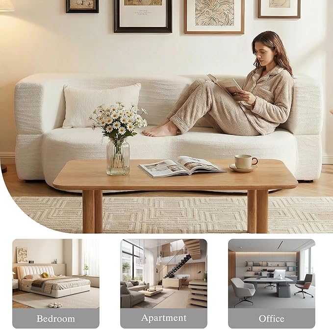 2-in-1 Folding Convertible Sofa Bed - 78 Inch Boneless Teddy Loveseat Sleeper Foldable Floor Futon Couch with Pillow Pull-Out Modular Matress for Small Spaces (Living Room/Bedroom/Dorm) (White)