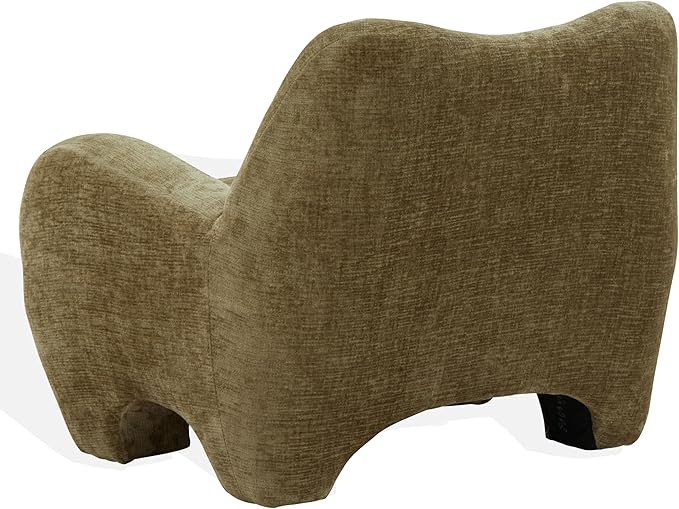 SAFAVIEH Couture Collection - Randal Olive Green Chenille Accent Chair Modern Sculptural Lounge Seating Fully Assembled (SFV4878B)