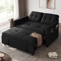 DWVO 55 Convertible Sofa Bed 3-in-1 Sleeper Sofa with Pull-Out Bed Linen Futon Couch with Adjustable Backrest and Side Pocket Modern Loveseat for Living Room Apartment Balck