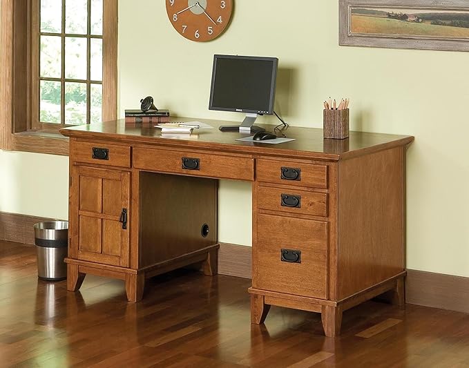 Homestyles Arts &amp Crafts Cottage Oak Pedestal Desk