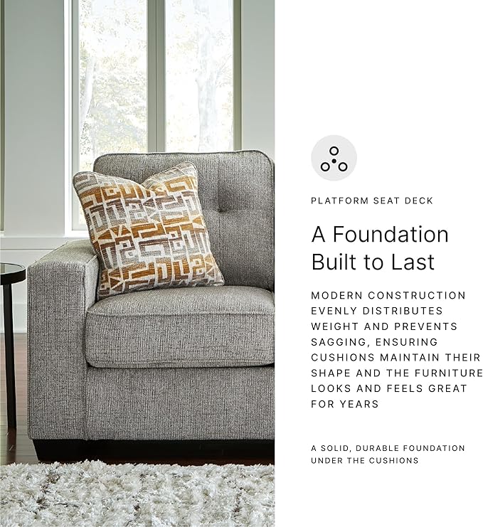Signature Design by Ashley Fanciful Classic Loveseat with Tufted Cushion and Removable Cushion Light Gray