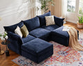 ABCASA 102.6 U Shaped Modular Sectional Sofa 5 Seater Couch with Storage Ottoman Deep Seat and High Backrest with Removable Cover for Living Room Apartment - Chenille Blue